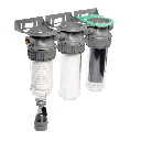 Ecosoft 3P Grey Triplex 10" regenwaterfilter met spoelklep, aansluiting 